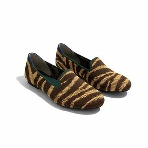 Rothy's Loafer Brown Gold Stripe Women's Shoes Flats Slip Ons Size 8 New NWOB